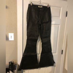 Pleather High Waisted Flare Rock N Roll Pants